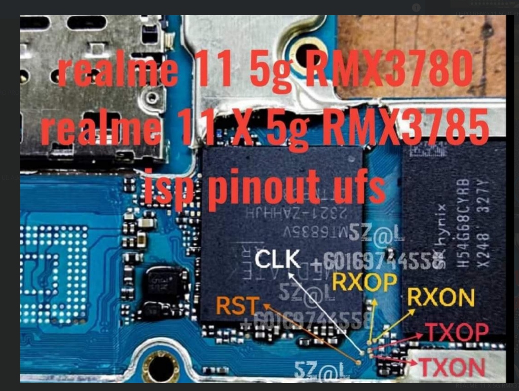 Pinout ISP UFS Realme 11 5G RMX3780 RMX3785