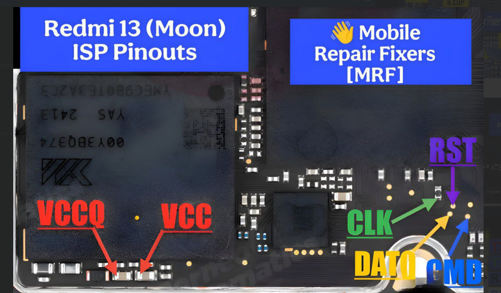 Pinout ISP eMMC Redmi 13 Moon