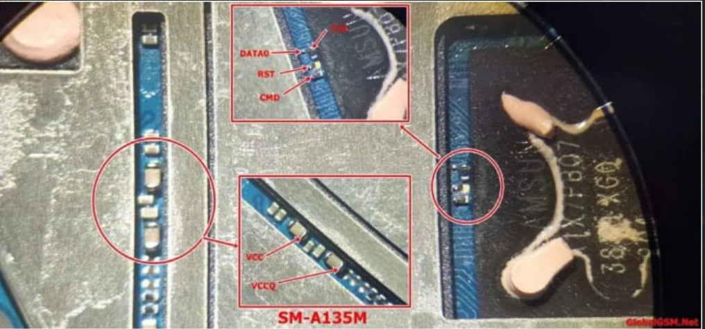 Pinout eMMC Samsung A13 SM-A135M