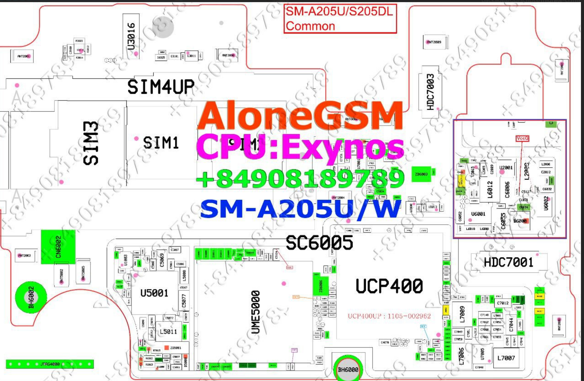 Samsung Galaxy A20 SM-A205U/A205W – eMMC ISP Boardview