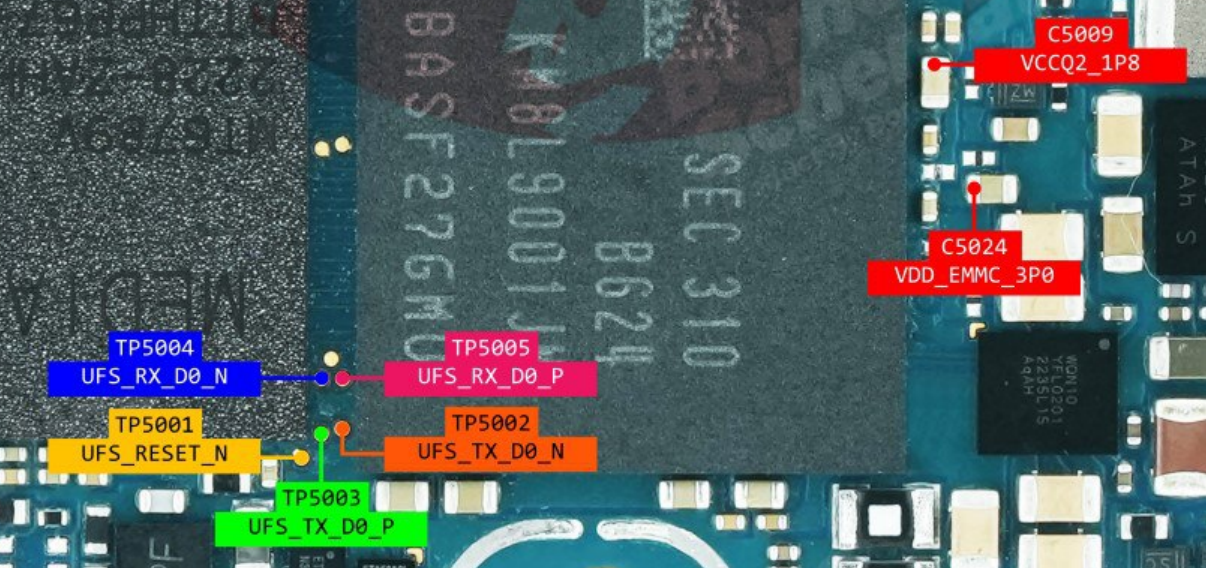 Samsung Galaxy A24 4G SM-A245M – UFS ISP Pinout