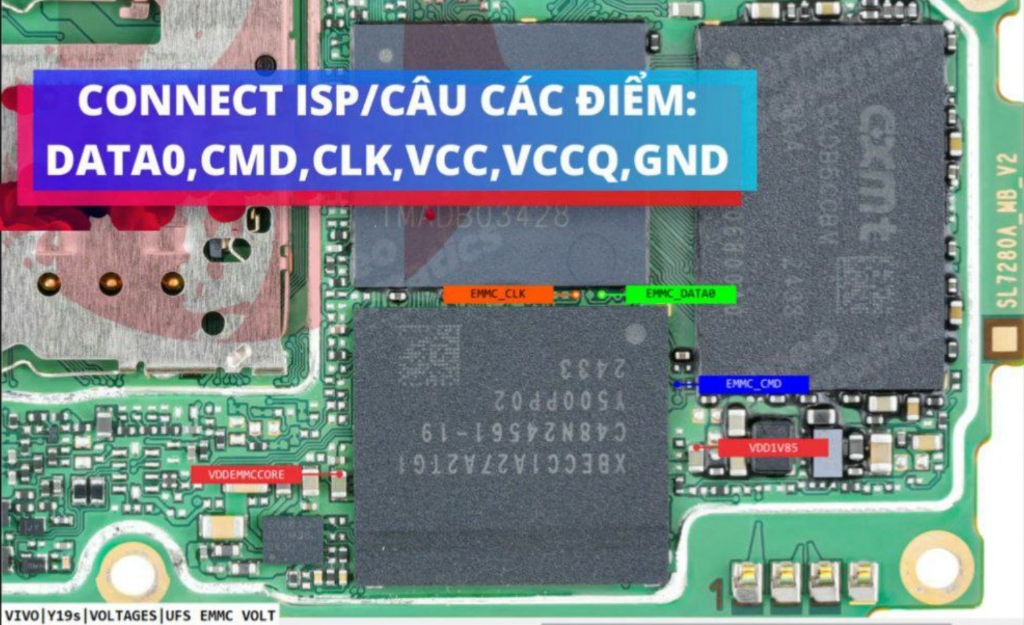 Pinout ISP eMMC Vivo Y19s